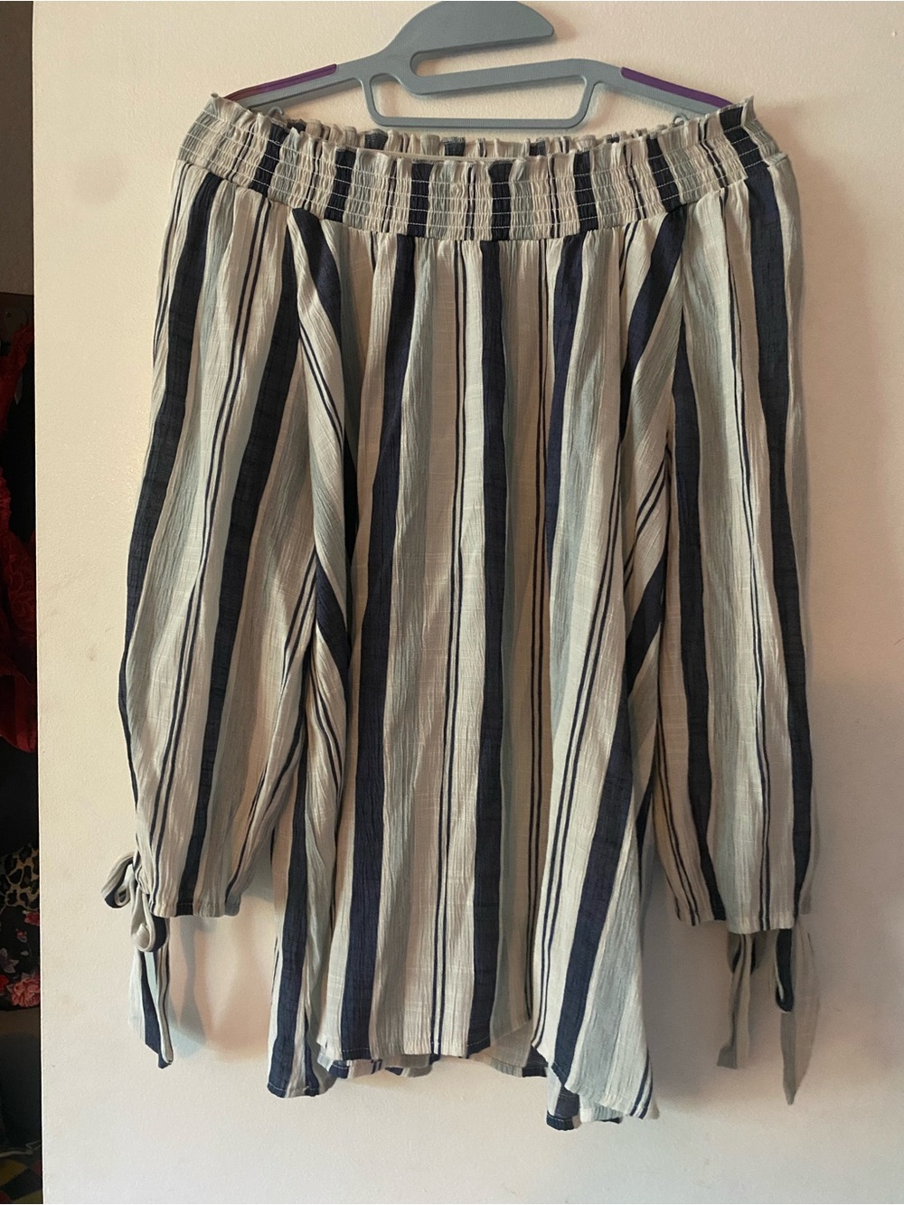 Striped Off-Shoulder flowy top